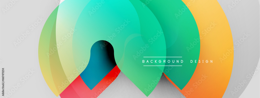 Poster abstract colorful overlapping circles create dynamic visual effect. modern design elements suggest f
