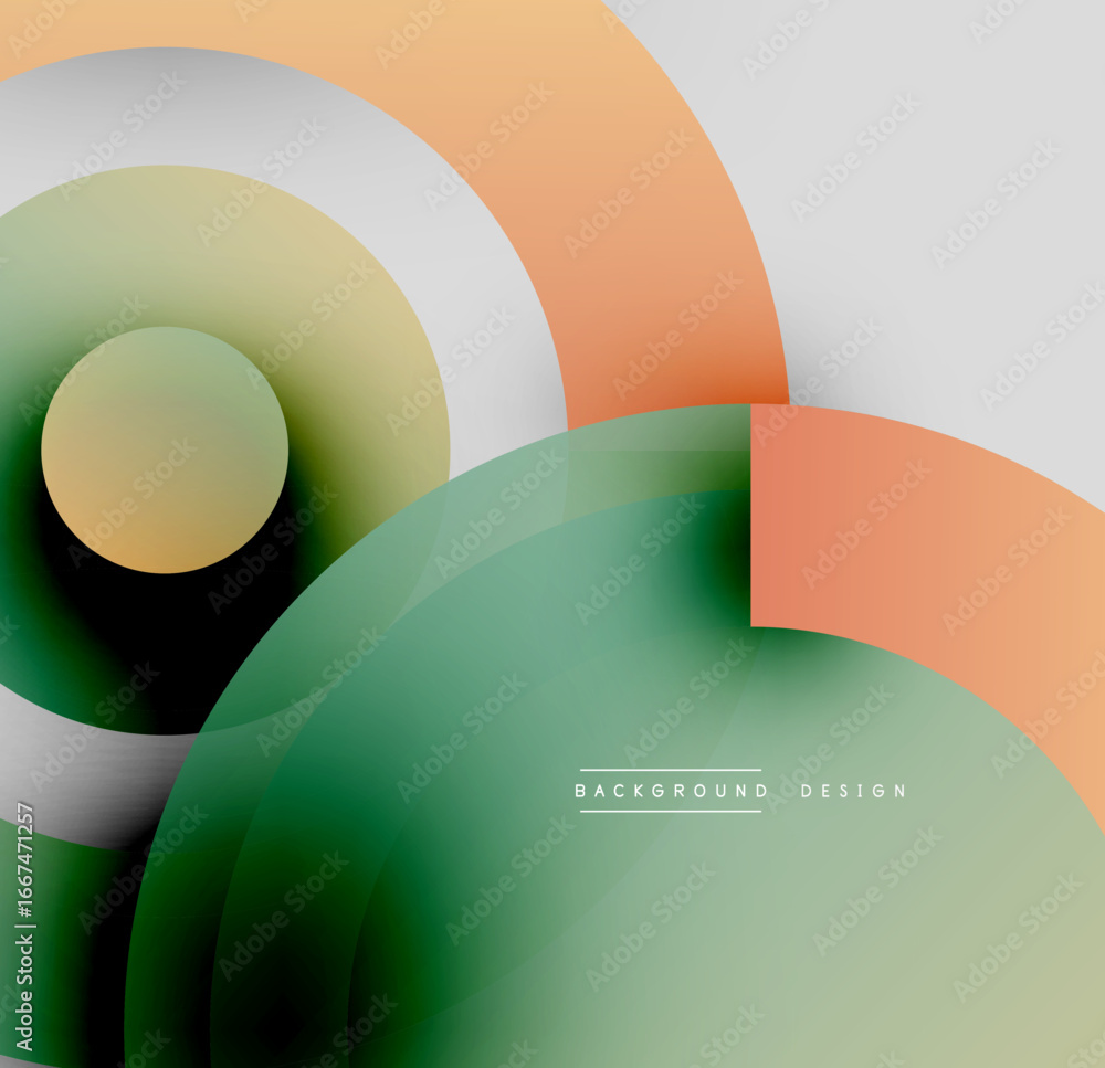 Poster Abstract gradients overlap creating circular forms. Soft colors blend, offering modern visual appeal. Minimalist design elements present clean aesthetic.