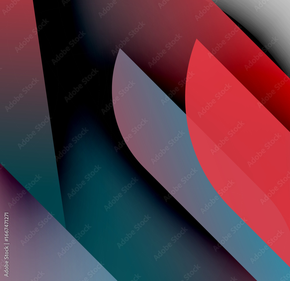 Poster abstract composition. overlapping shapes create dynamic visual effect. colors blend, forming gradien