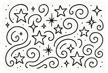 Whimsical starry swirls vector for festive and dreamy holiday designs