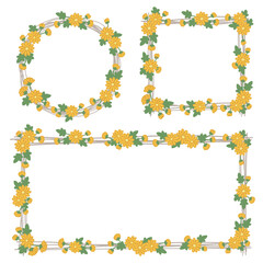 Yellow Chrysanthemum Autumn Frame Vector Set