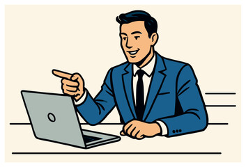 Business communication vector: confident individual in virtual meeting for remote work and team collaboration