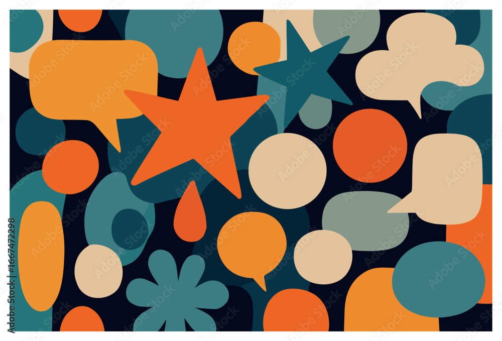 Poster whimsical geometric harmony vector - abstract shapes and colorful patterns for creative design