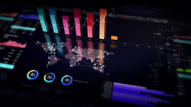 Dynamic data visuals for business info graphics, animated charts, and data-driven insights for a business meeting mock-up. Explore the world of trading, stock exchanges, and crypto