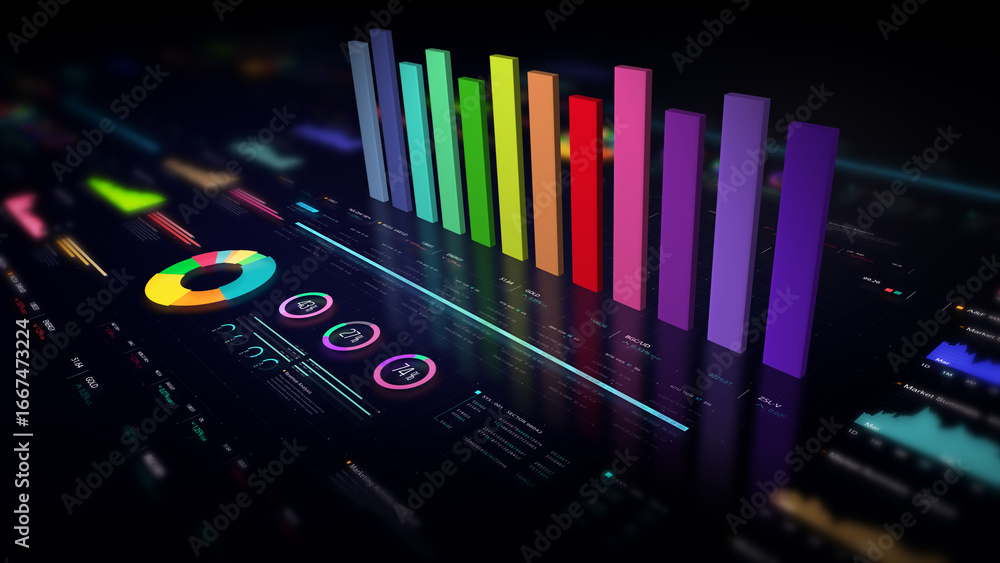 Poster dynamic data visuals for business info graphics, animated charts, and data-driven insights for a bus