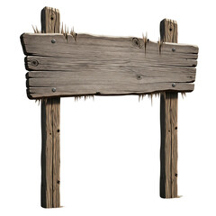 rural wooden sign with weathered texture, hand-painted lettering on distressed wood, rustic farm or road marker isolated on transparent background PNG