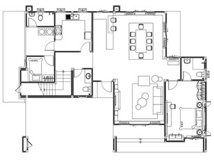 2D Residential Furniture Layout Plan Vector – Living Room, Bedroom, Kitchen