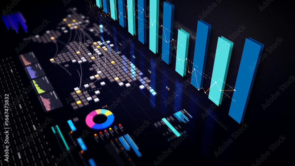 Aufkleber dynamic data visuals for business info graphics, animated charts, and data-driven insights for a bus