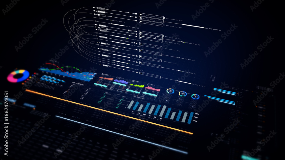 Poster dynamic data visuals for business info graphics, animated charts, and data-driven insights for a bus