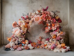 Enchanting Floral Archway with Butterflies and Pastel Hues for Event Decor