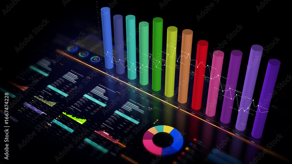 Aufkleber dynamic data visuals for business info graphics, animated charts, and data-driven insights for a bus