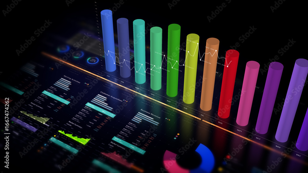 Aufkleber dynamic data visuals for business info graphics, animated charts, and data-driven insights for a bus