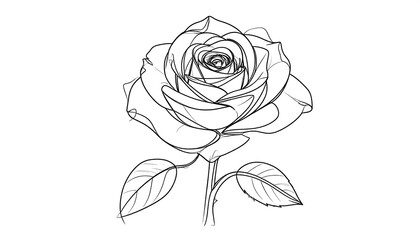 Line art rose with elegant floral design. (1)