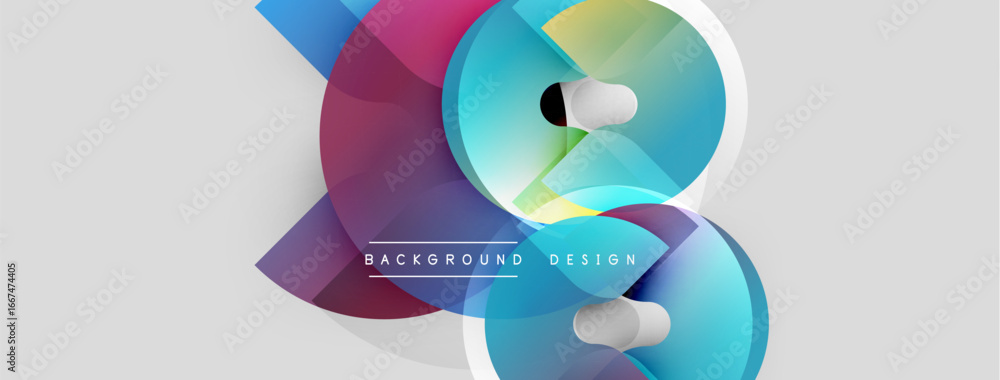 Poster abstract shapes overlap, creating vibrant color gradients. modern design features flowing lines, sof