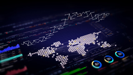 Dynamic data visuals for business info graphics, animated charts, and data-driven insights for a business meeting mock-up. Explore the world of trading, stock exchanges, and crypto