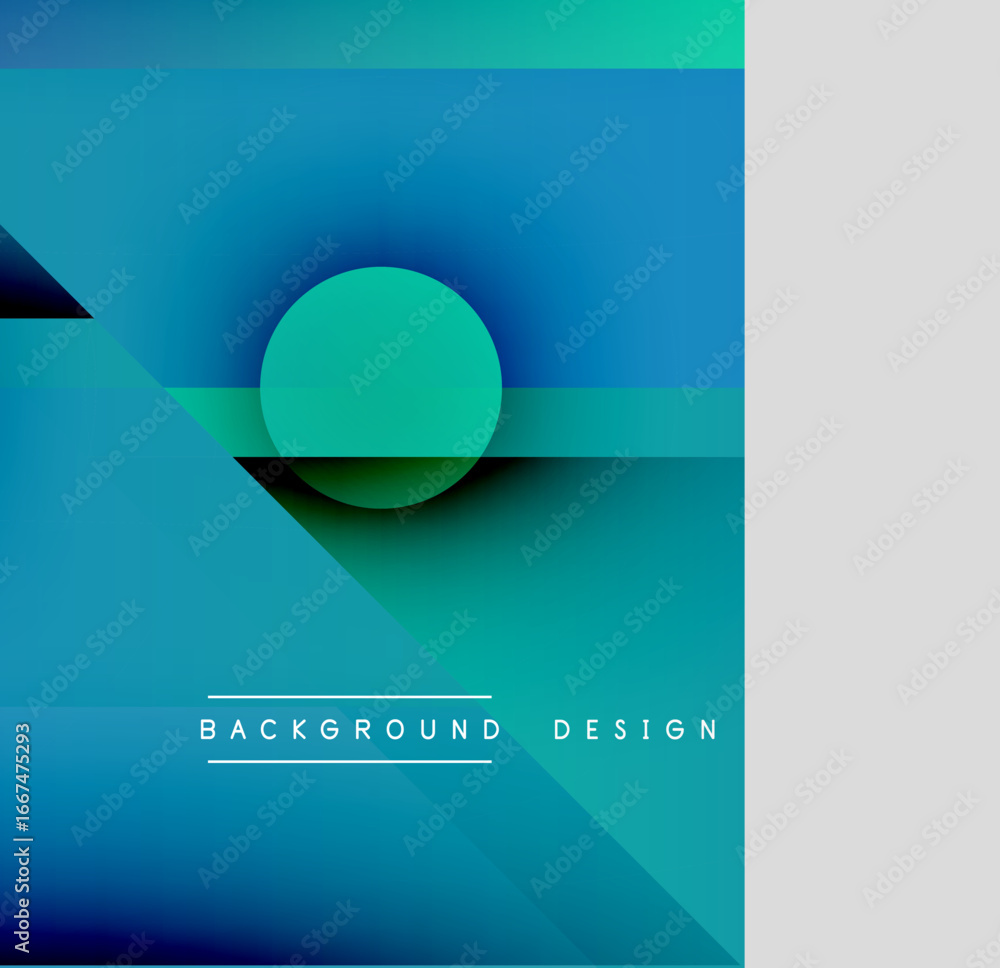 Aufkleber abstract geometric composition. blue, teal gradients create layered shapes. minimalist design with c
