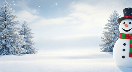 Fototapeta premium Snowman Background with copy space