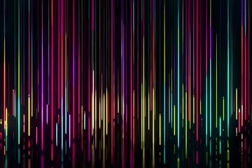 A vertical strip of colorful light on a black background, with numerous lights in the shape of pixel dots.