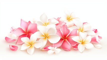 Fototapeta premium Elegant vector art of white and pink plumeria flowers