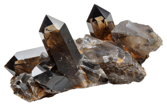 PNG Shiny black quartz crystal cluster