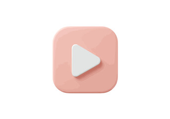 Play Button Icon: 3D Rendered Pink Square with White Triangle.