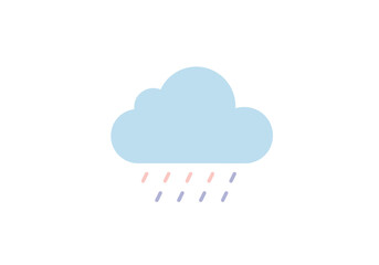 Pastel Cloud with Falling Rain Drops Icon.