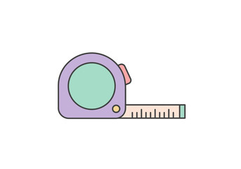 Pastel Purple and Green Retractable Tape Measure Illustration.