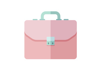 Pink Briefcase Icon Flat Design Business Portfolio.