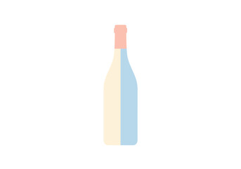 Bicolor Wine Bottle Illustration: Pastel Yellow and Blue Design.
