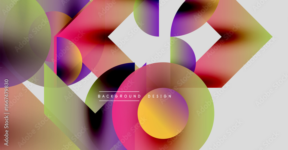 Poster abstract colorful design. overlapping circles create dynamic visual effect. modern background with g
