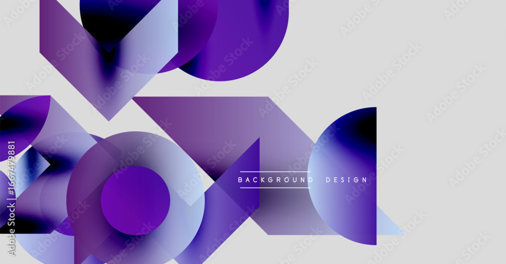 Poster abstract purple shapes overlap, creating dynamic composition. modern design with gradient colors, sm