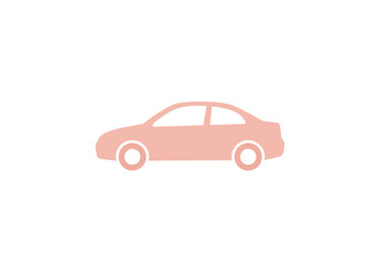 Simple Pink Silhouette of a Modern Sedan Car.
