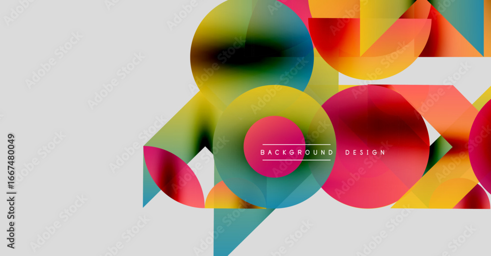 Poster abstract colorful shapes overlap, creating dynamic visual effect. modern design elements suggest cre