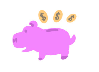 piggy bank with money isolated transparent background 