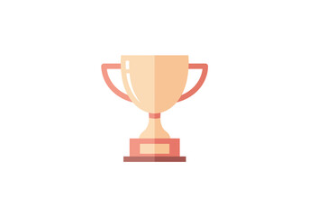 Flat Design Gold Cup Trophy with Red Accents and Base.