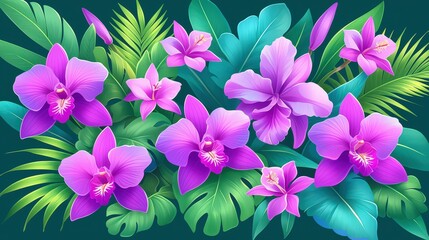 Seamless floral pattern featuring hand-drawn purple o