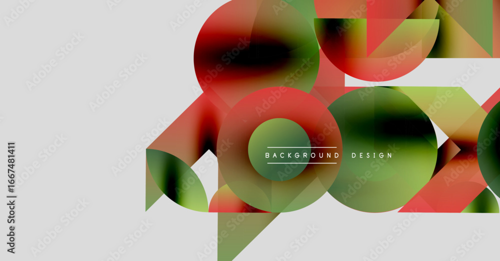 Poster abstract geometric shapes overlap, creating vibrant color gradients. modern design elements suggest 