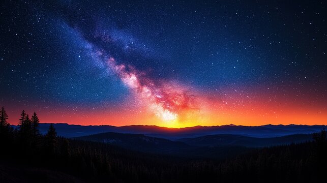 Night sky with stars vector illustration, flat design, suitable for digital backgrounds, posters, social media, science education, or romantic themes, modern minimalist style