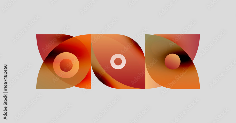 Poster Abstract shapes, warm colors dominate composition. Overlapping forms create dynamic visual interest. Minimalist design, modern aesthetic.