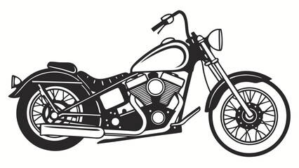 Obraz premium Classic american v twin engine motorcycle chopper style with chrome accents and spoked wheels isolated on white background vector illustration