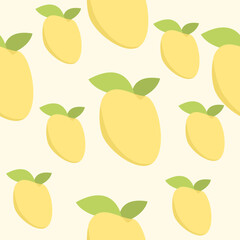 seamless pattern with yellow mango fruit, repeating food background
