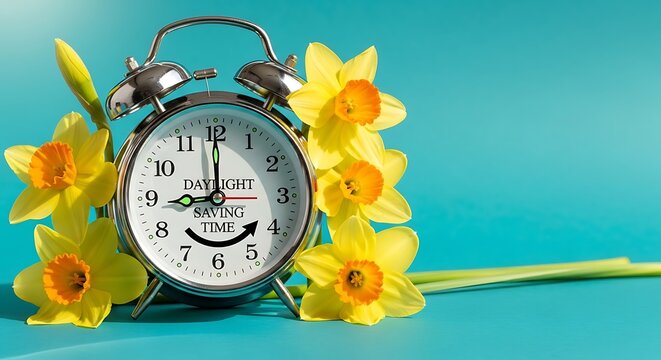 Daylight Saving Time Alarm Clock with Daffodils