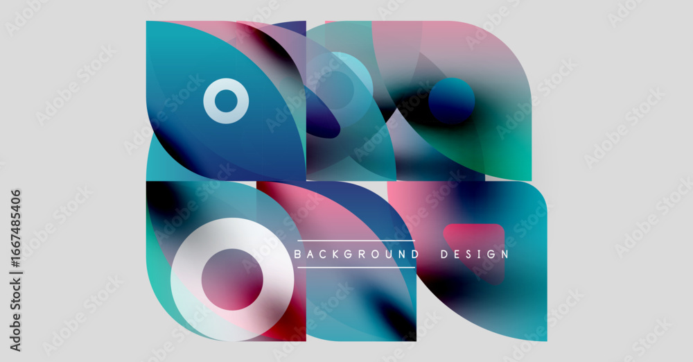 Poster abstract fluid shapes, vibrant colors blend. modern design elements create dynamic composition. back