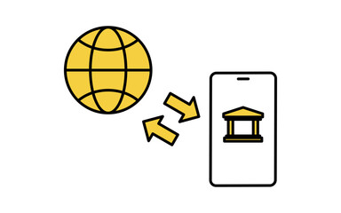 スマホアプリでオンラインバンクにアクセスするフィンテックアイコン