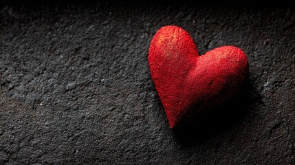 Red heart on dark textured surface (1)