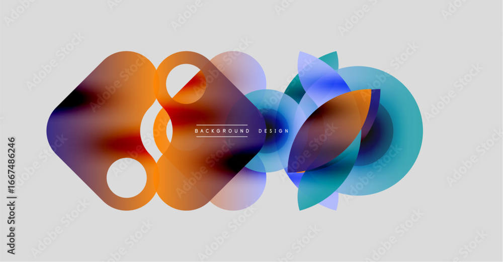 Poster abstract fluid shapes overlap, creating vibrant color gradients. modern design elements suggest dyna