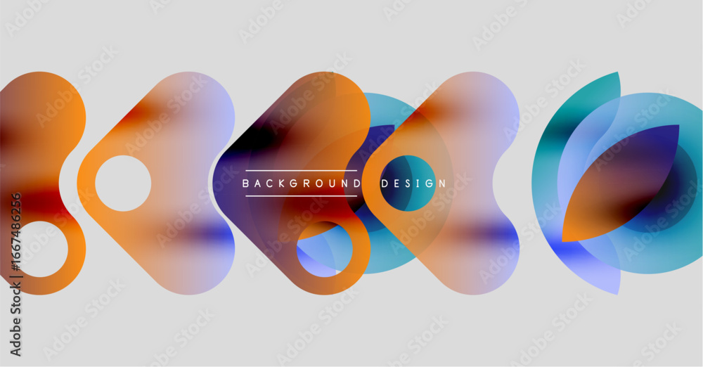 Poster abstract colorful shapes overlap, creating dynamic visual effect. modern design elements suggest flu