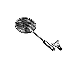 badminton racket and shuttlecock sketch
