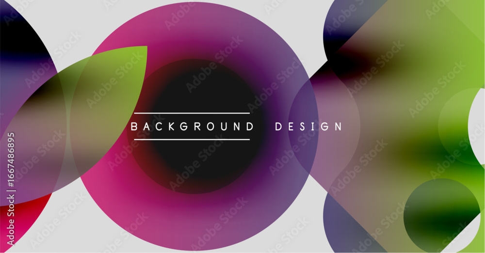 Poster abstract circles overlap, creating vibrant color gradients. modern design elements suggest dynamic v