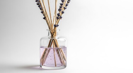 Obraz premium Elegant Lavender Reed Diffuser Against a Clean Background